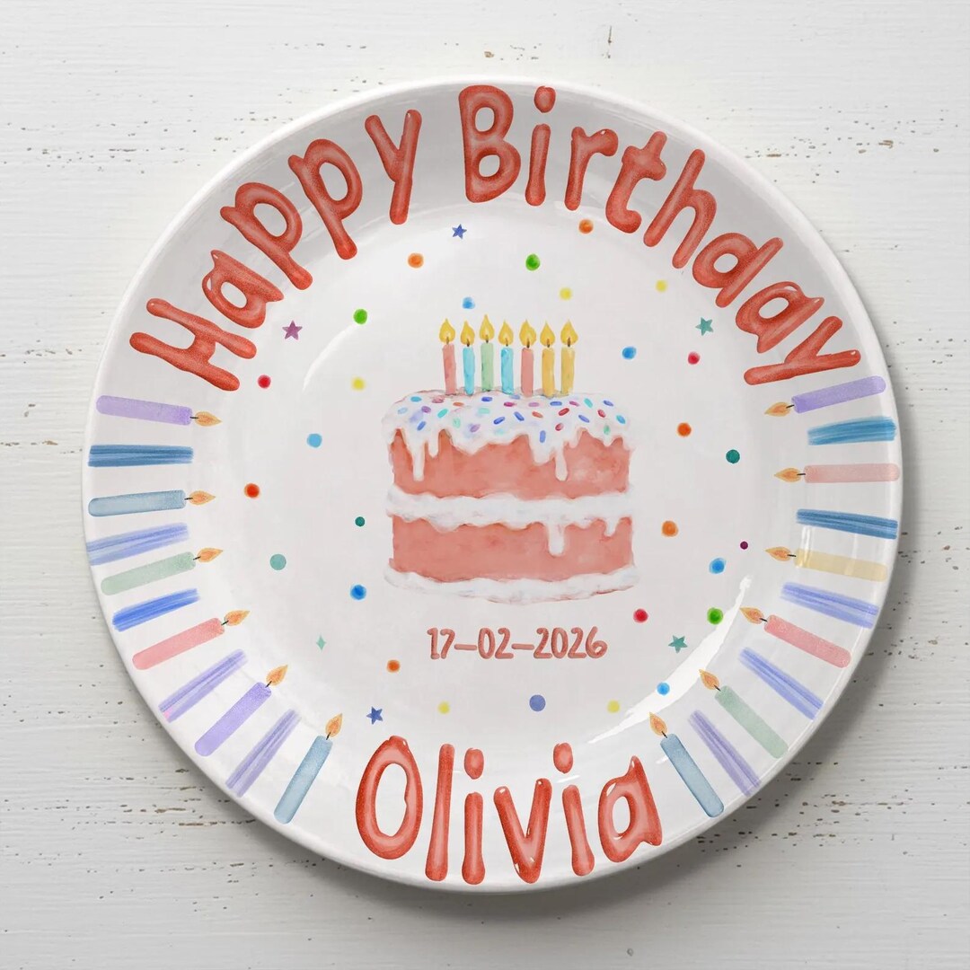 Personalized Hand-Painted Ceramic Birthday Plate - PN16