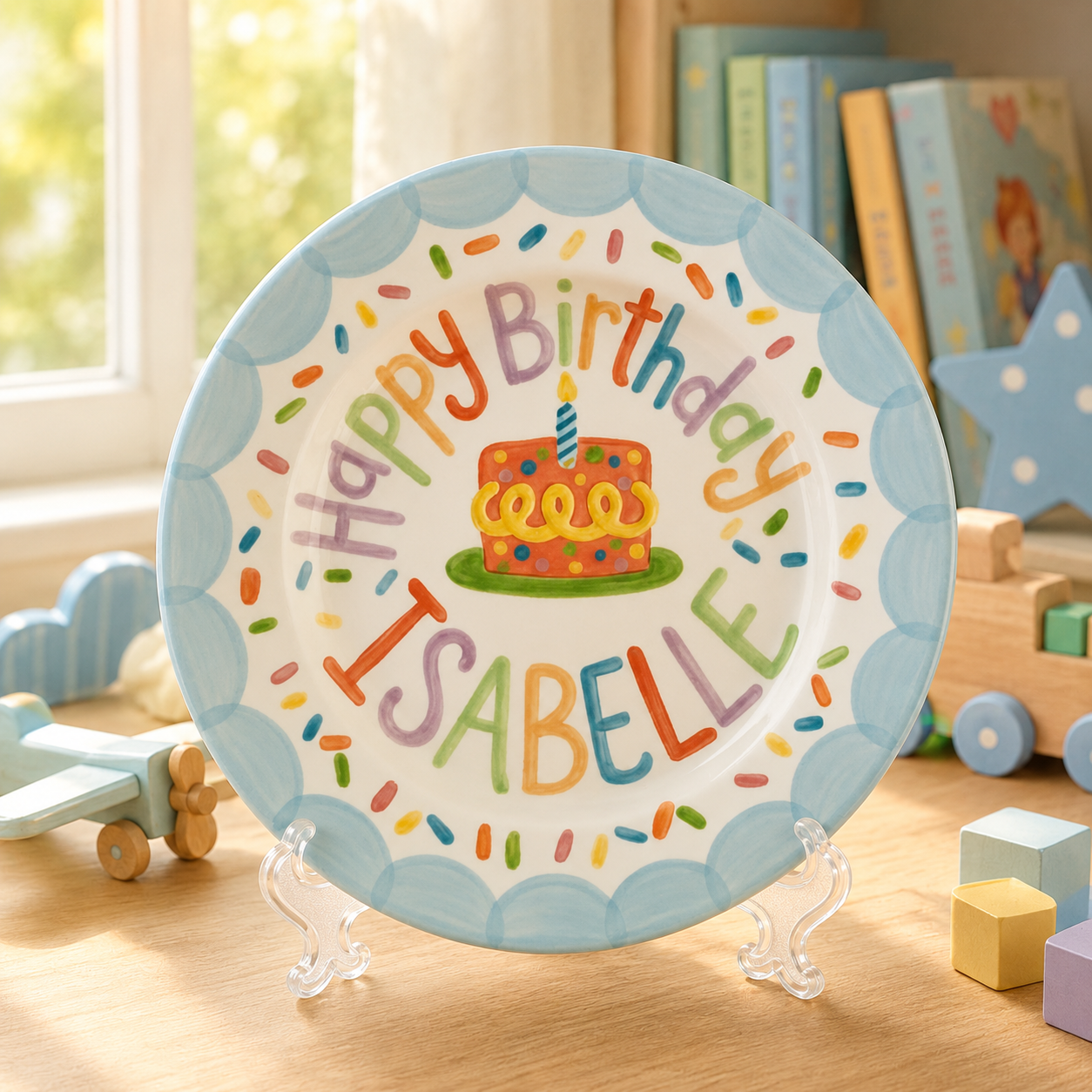 Personalized Hand-Painted Ceramic Birthday Plate - PN03
