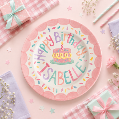 Personalized Hand-Painted Ceramic Birthday Plate - PN01