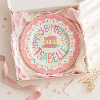 Personalized Hand-Painted Ceramic Birthday Plate - PN01