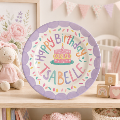 Personalized Hand-Painted Ceramic Birthday Plate - PN02