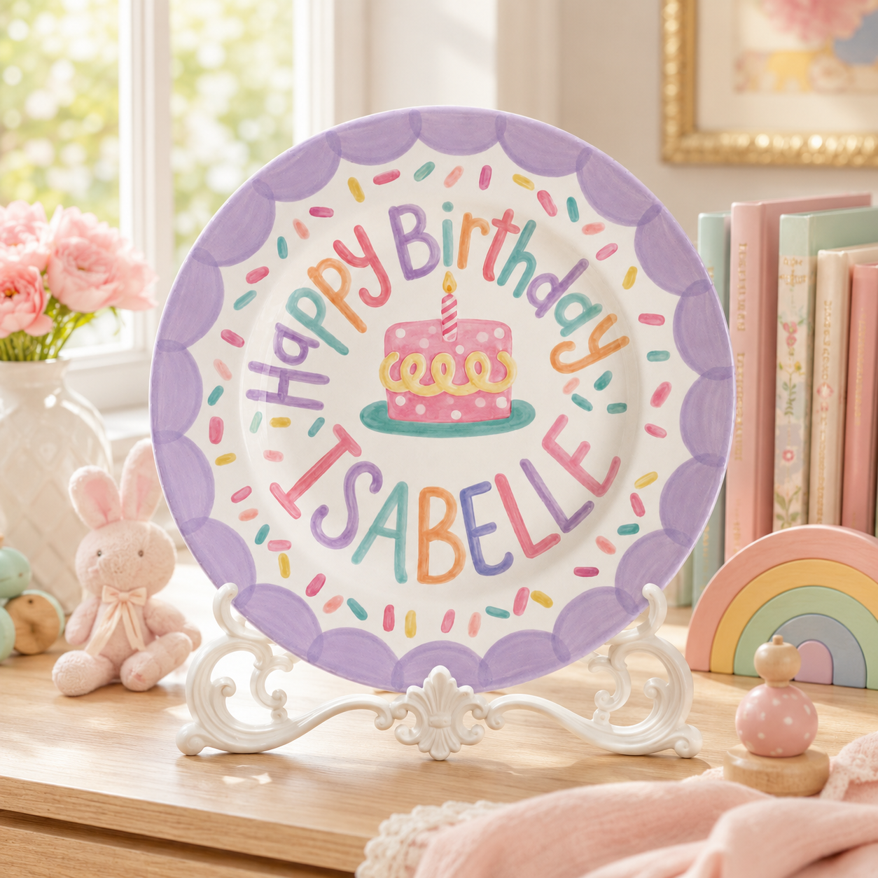 Personalized Hand-Painted Ceramic Birthday Plate - PN02