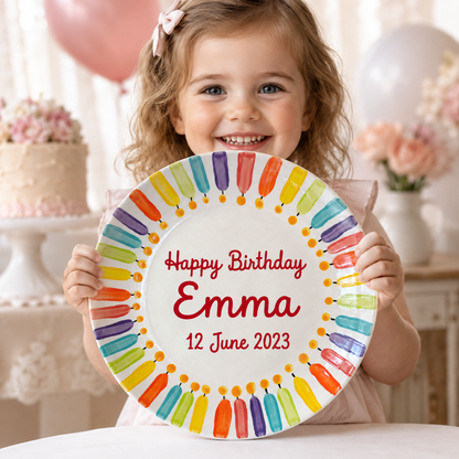 Personalized Hand-Painted Ceramic Birthday Plate - PN04