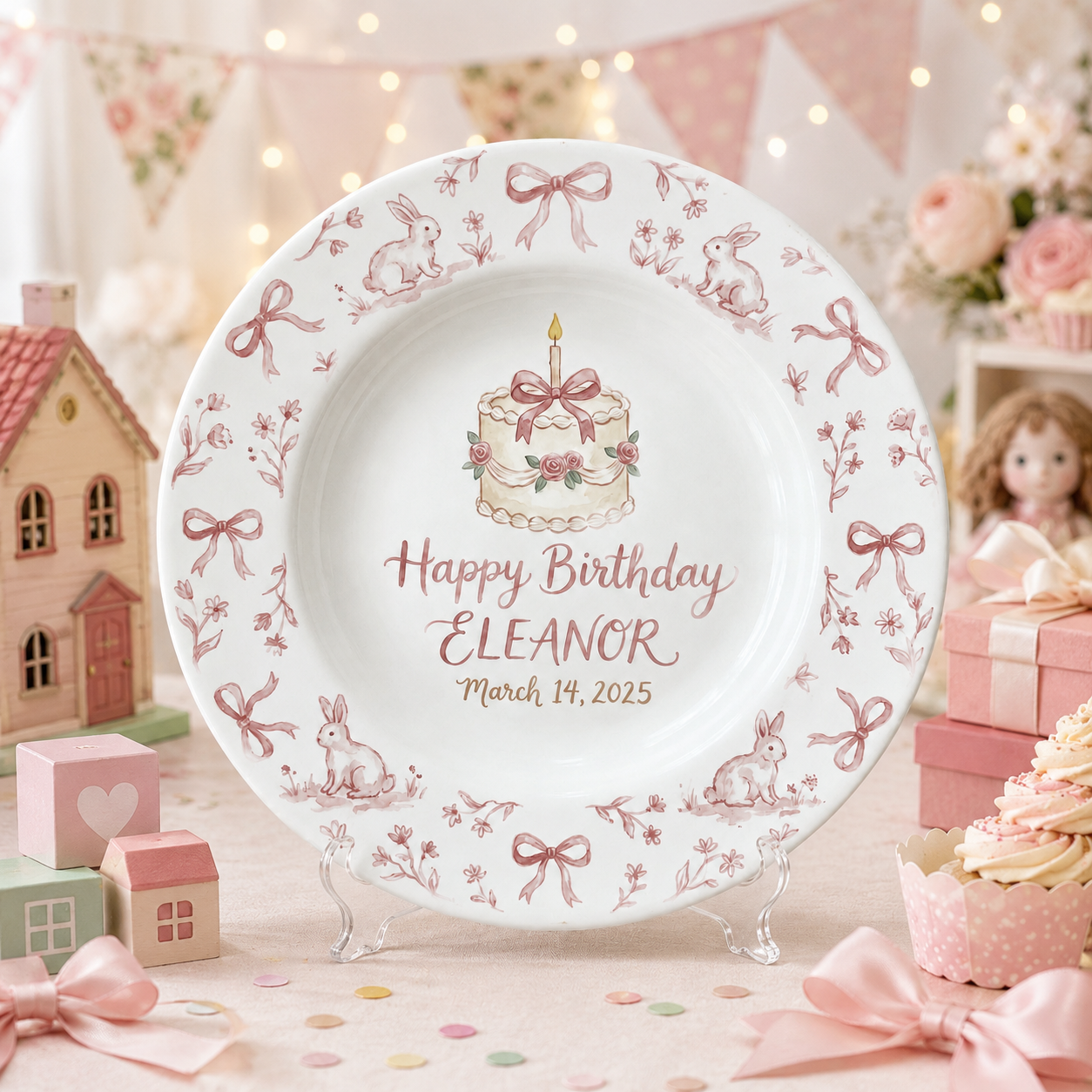 Personalized Hand-Painted Ceramic Birthday Plate - PN06