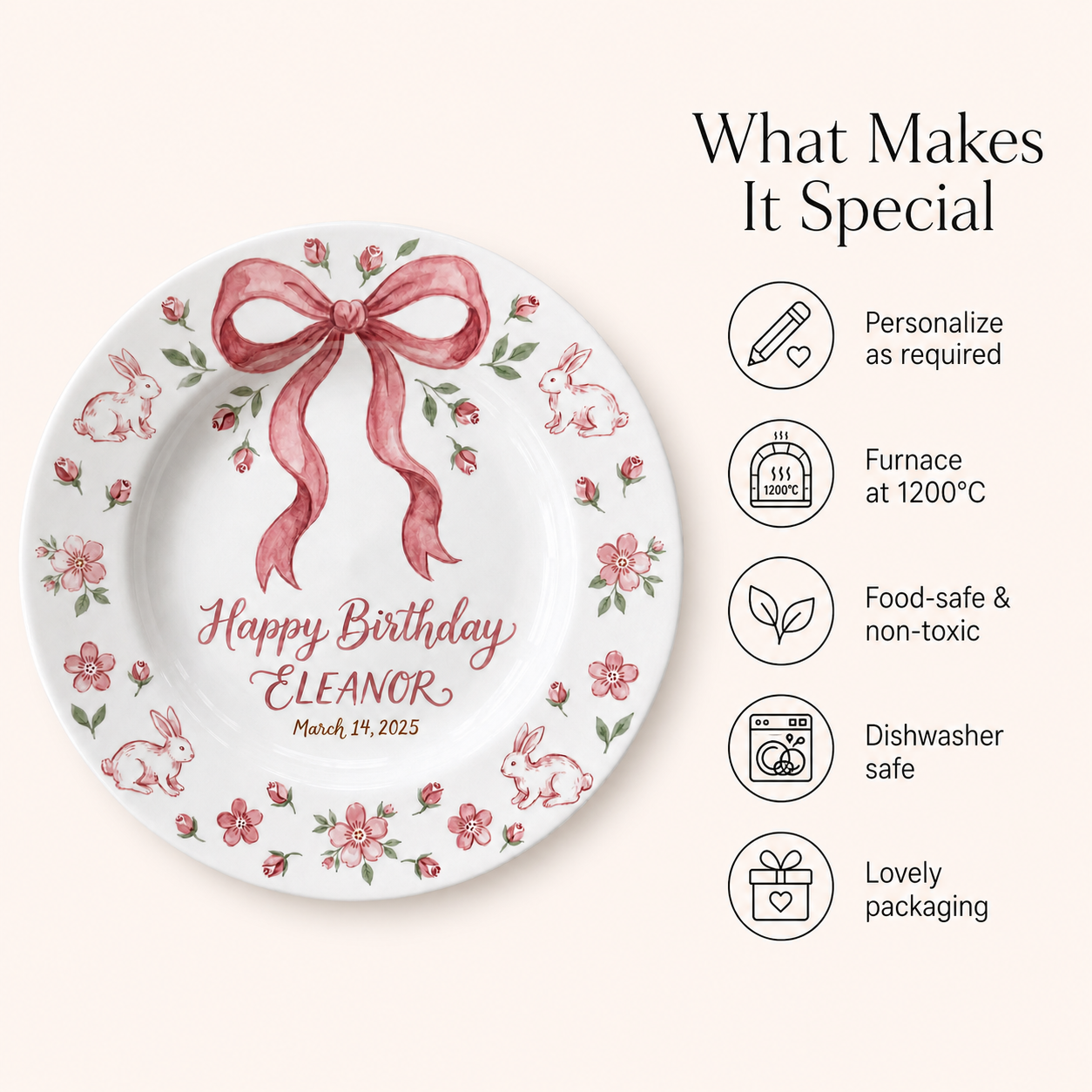 Personalized Hand-Painted Ceramic Birthday Plate - PN05