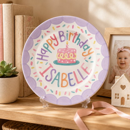 Personalized Hand-Painted Ceramic Birthday Plate - PN02