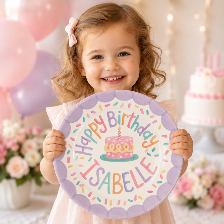 Personalized Hand-Painted Ceramic Birthday Plate - PN02