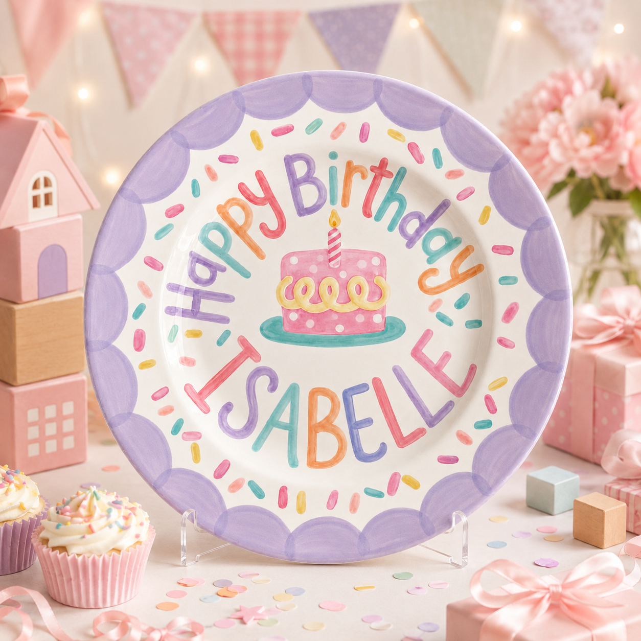 Personalized Hand-Painted Ceramic Birthday Plate - PN02