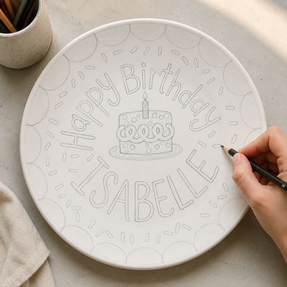 Personalized Hand-Painted Ceramic Birthday Plate - PN03