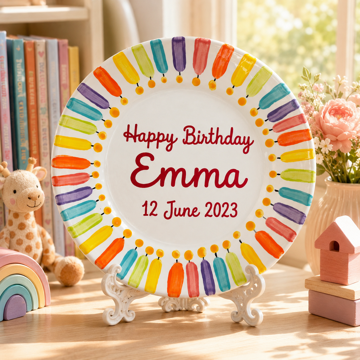 Personalized Hand-Painted Ceramic Birthday Plate - PN04