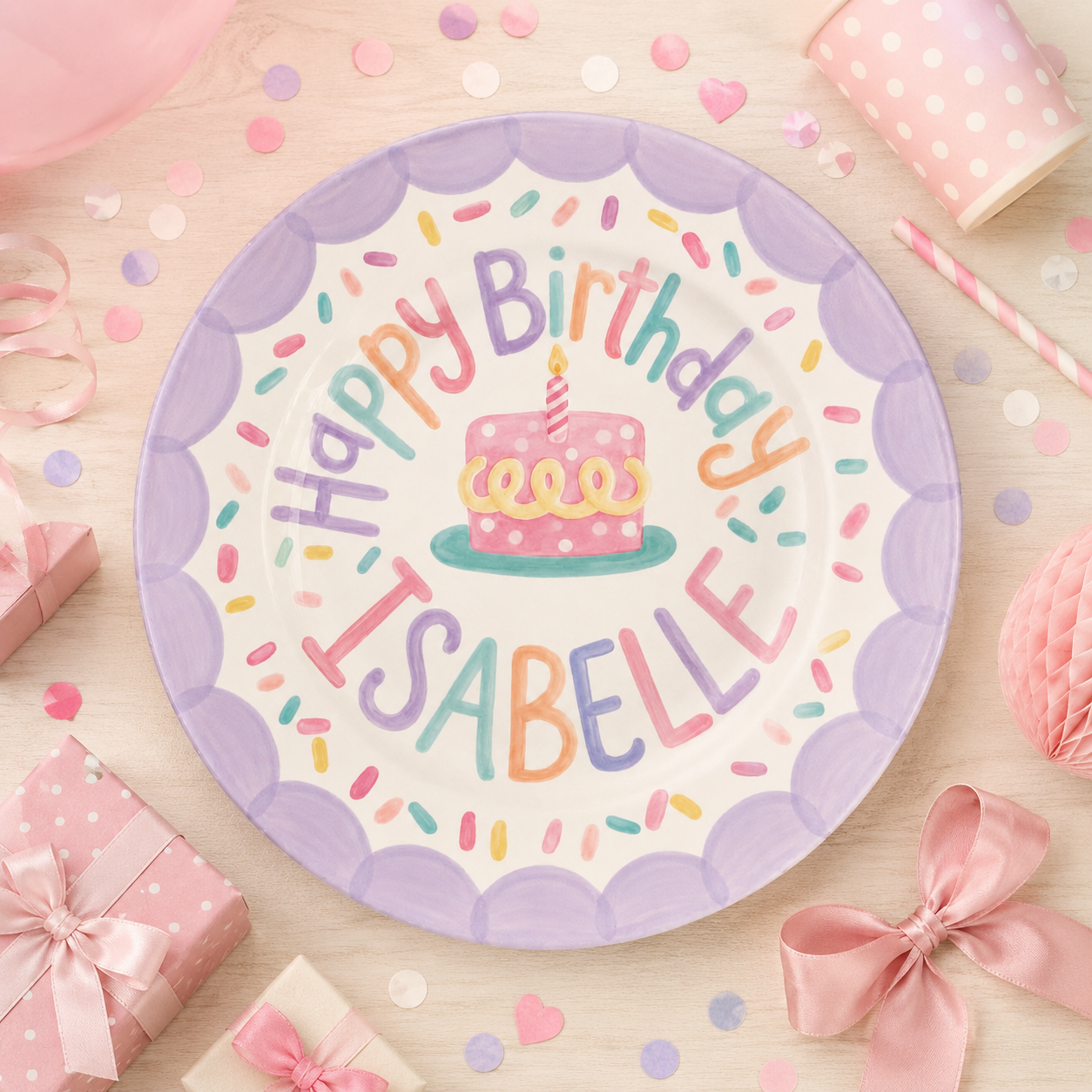 Personalized Hand-Painted Ceramic Birthday Plate - PN02