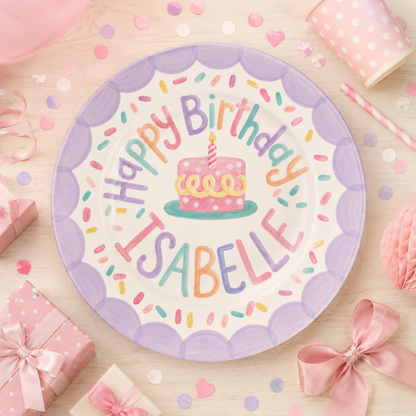 Personalized Hand-Painted Ceramic Birthday Plate - PN02