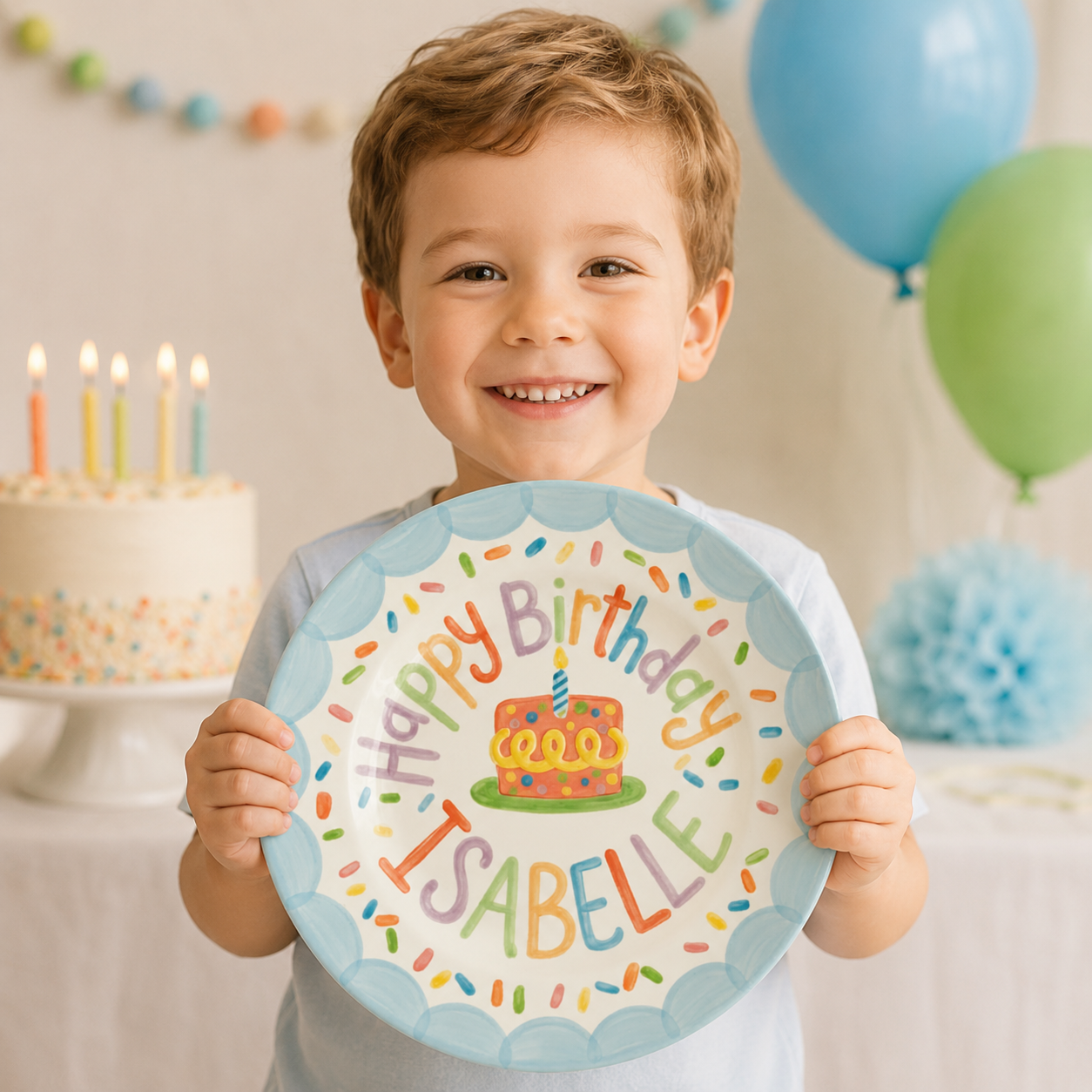 Personalized Hand-Painted Ceramic Birthday Plate - PN03