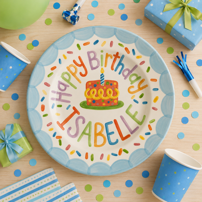 Personalized Hand-Painted Ceramic Birthday Plate - PN03