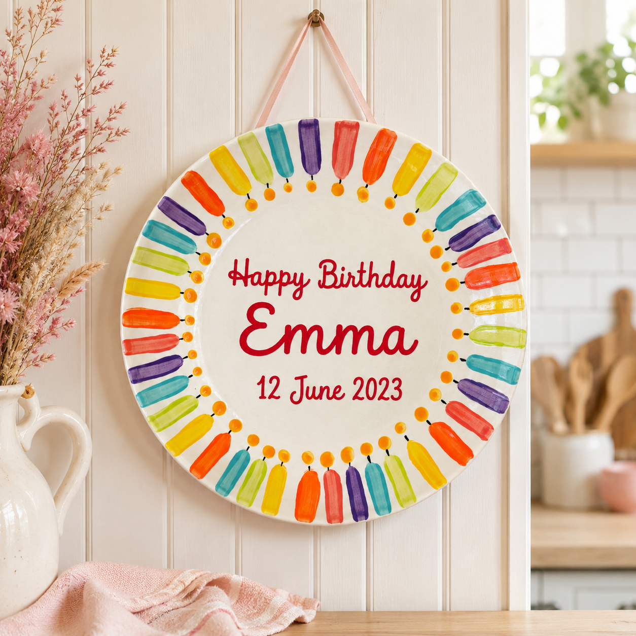 Personalized Hand-Painted Ceramic Birthday Plate - PN04