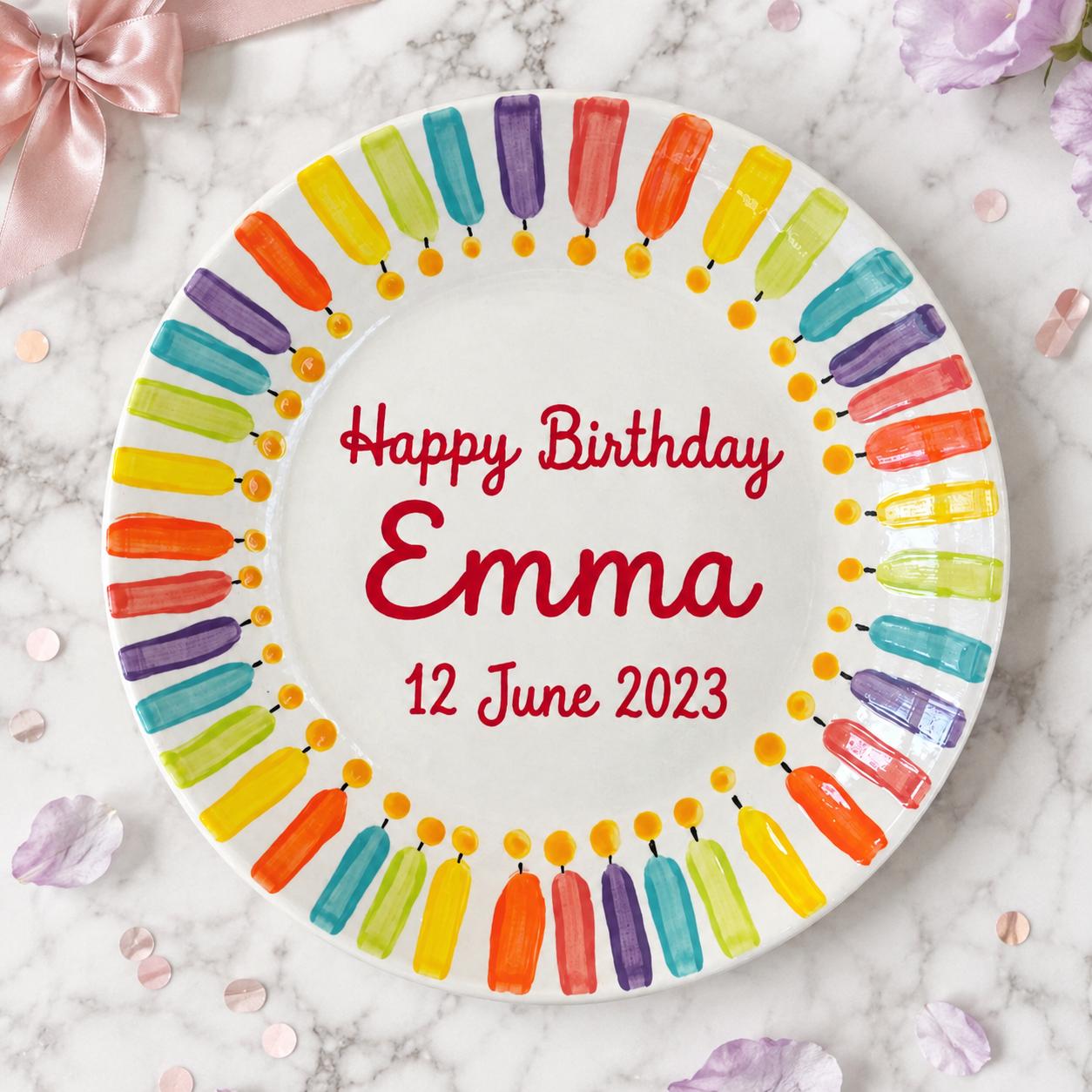 Personalized Hand-Painted Ceramic Birthday Plate - PN04