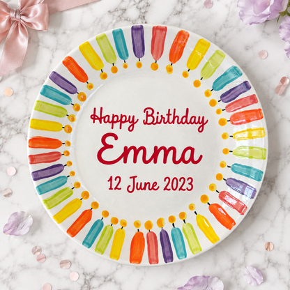 Personalized Hand-Painted Ceramic Birthday Plate - PN04