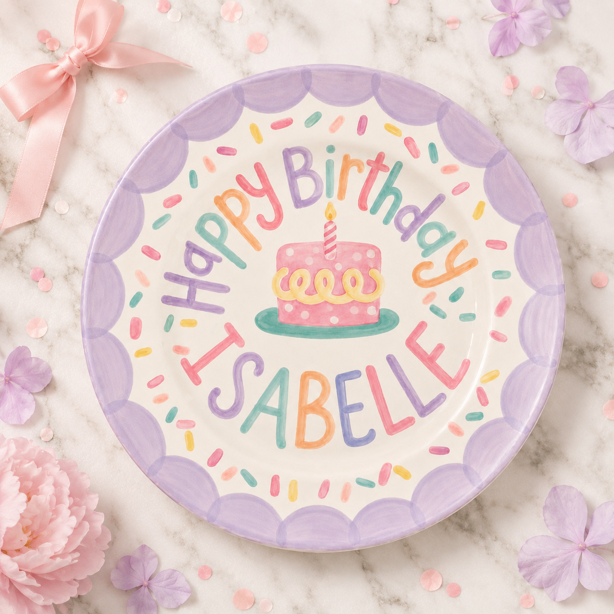 Personalized Hand-Painted Ceramic Birthday Plate - PN02