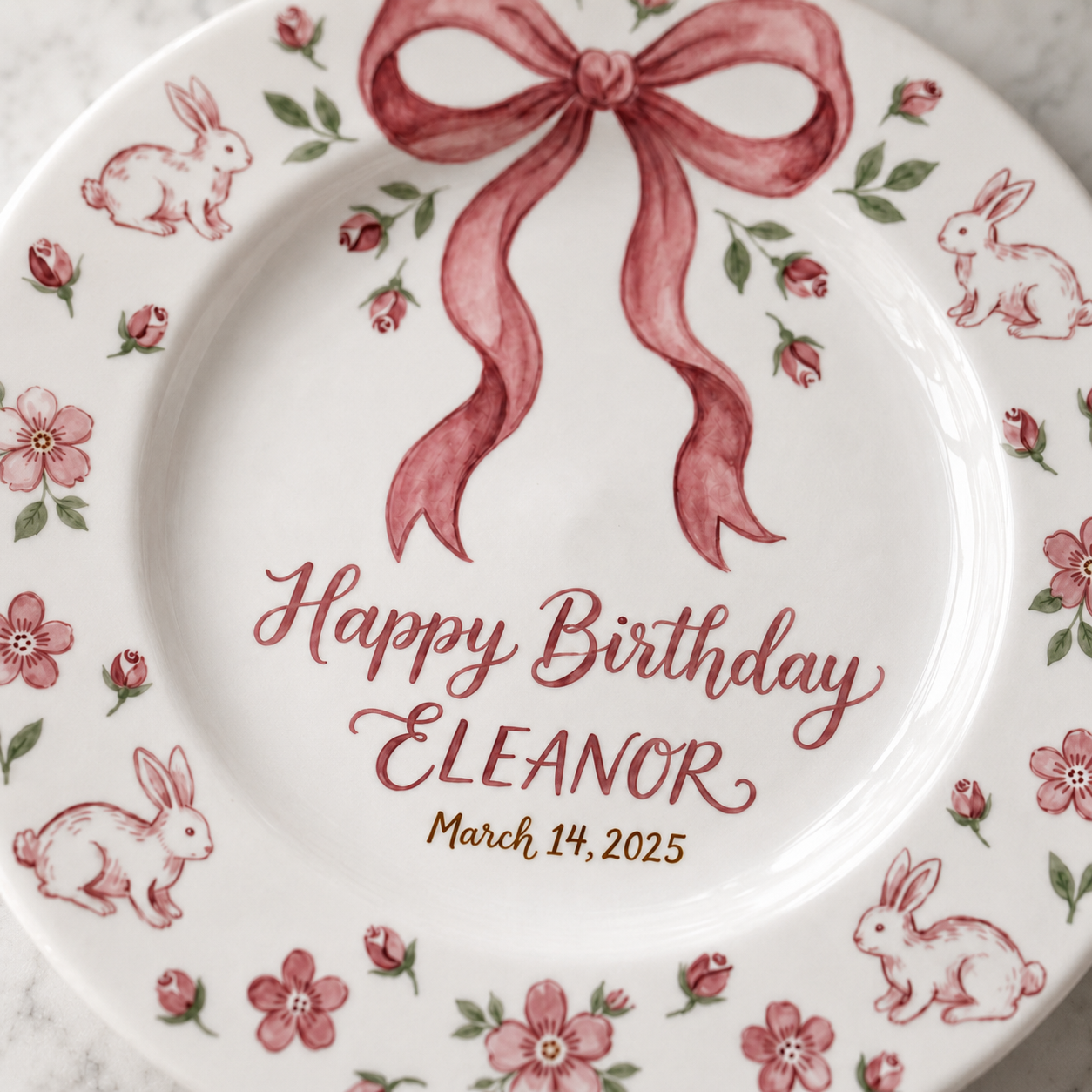 Personalized Hand-Painted Ceramic Birthday Plate - PN05