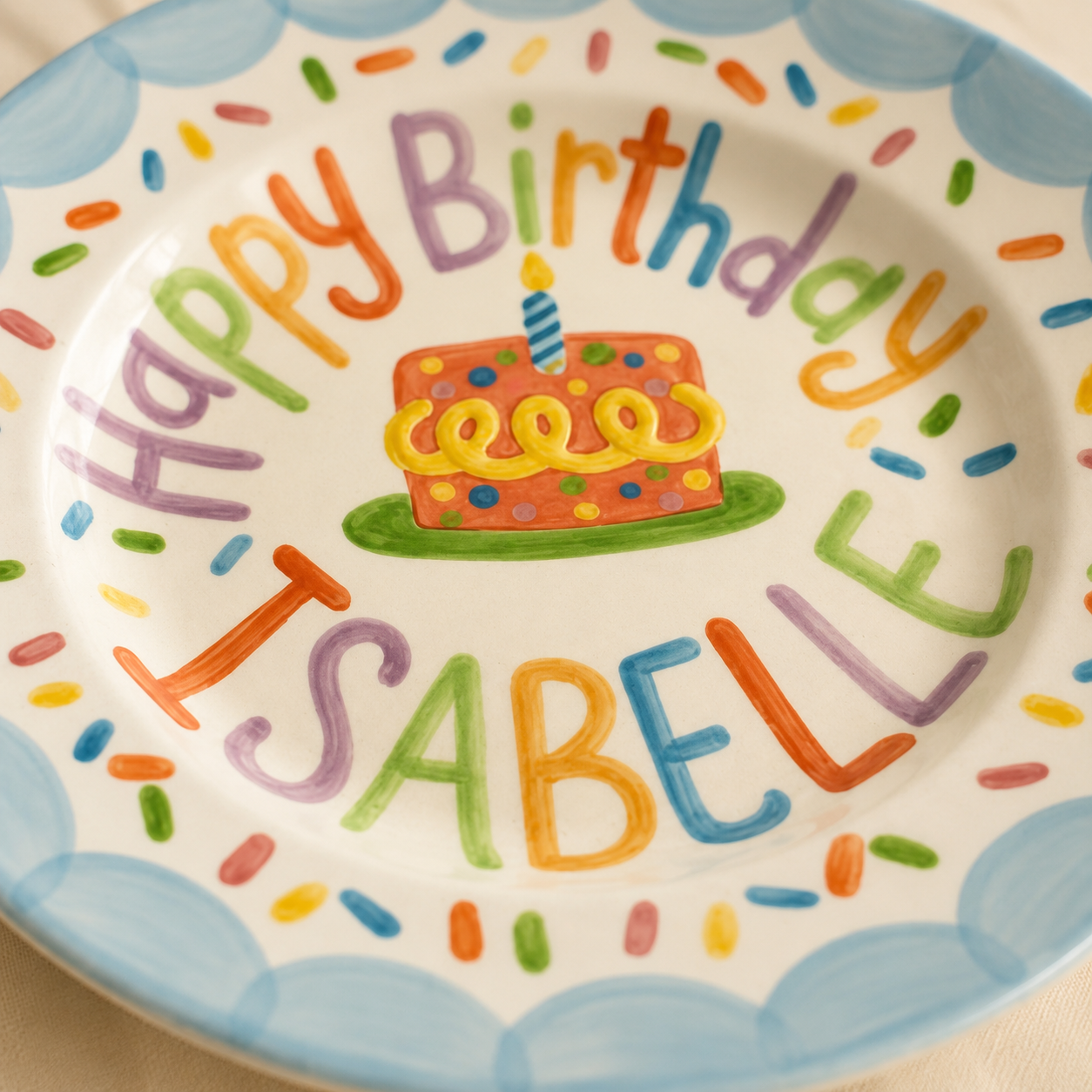 Personalized Hand-Painted Ceramic Birthday Plate - PN03
