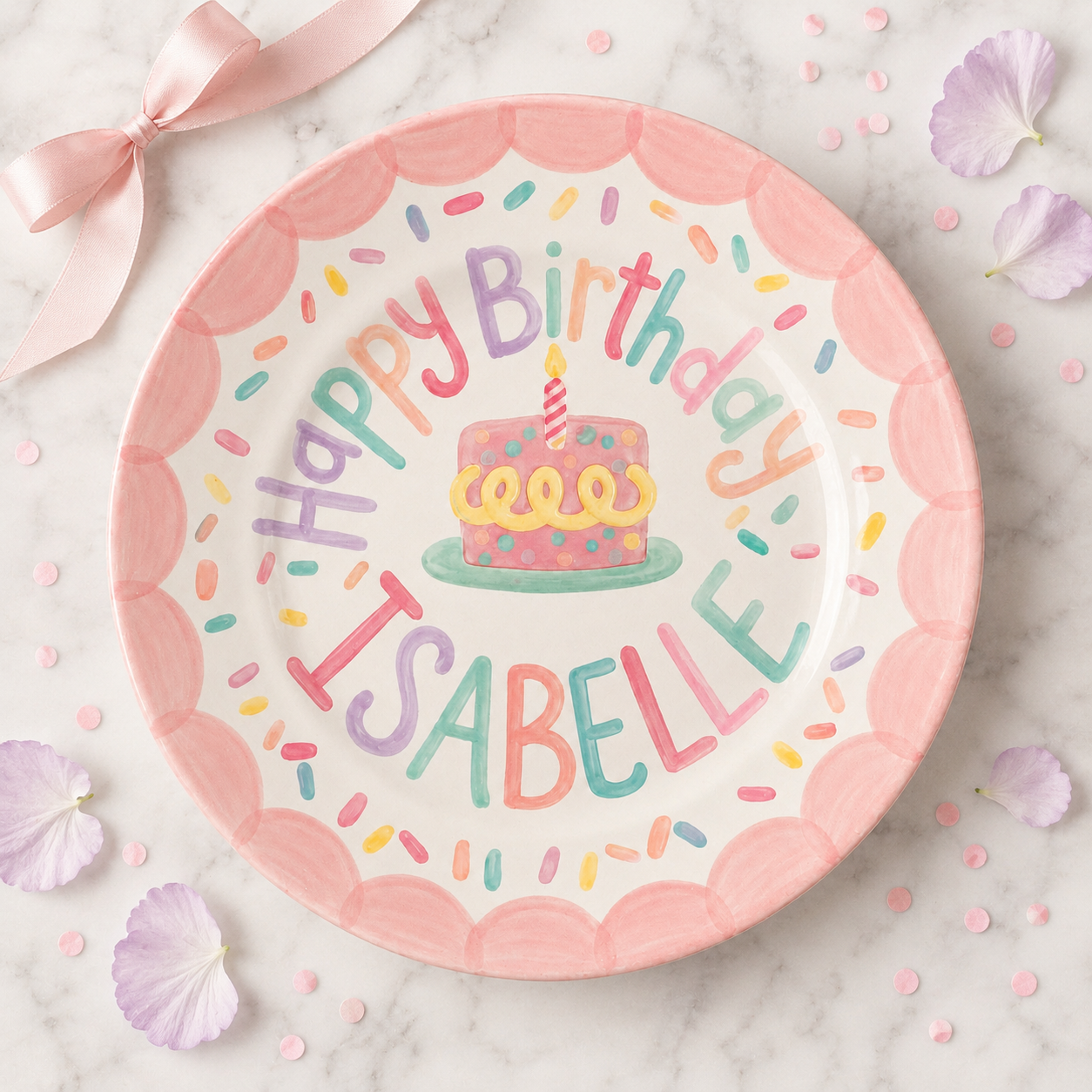 Personalized Hand-Painted Ceramic Birthday Plate - PN01