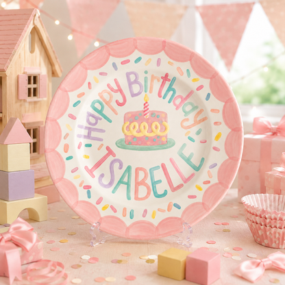 Personalized Hand-Painted Ceramic Birthday Plate - PN01