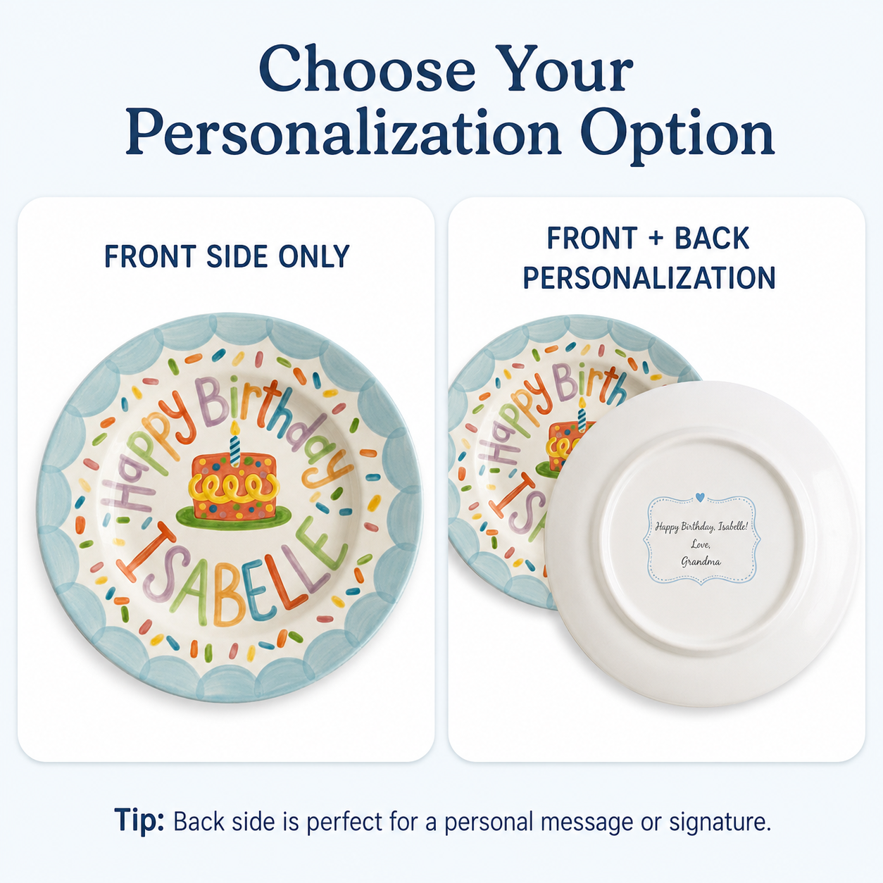 Personalized Hand-Painted Ceramic Birthday Plate - PN03