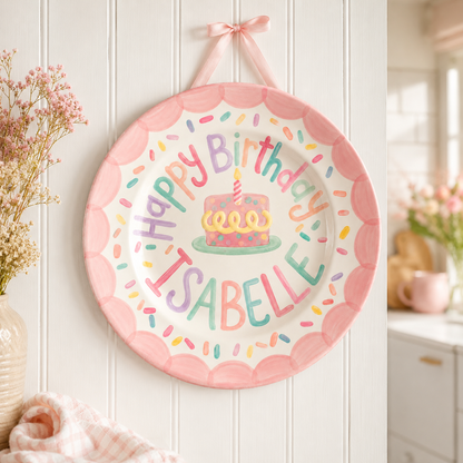 Personalized Hand-Painted Ceramic Birthday Plate - PN01