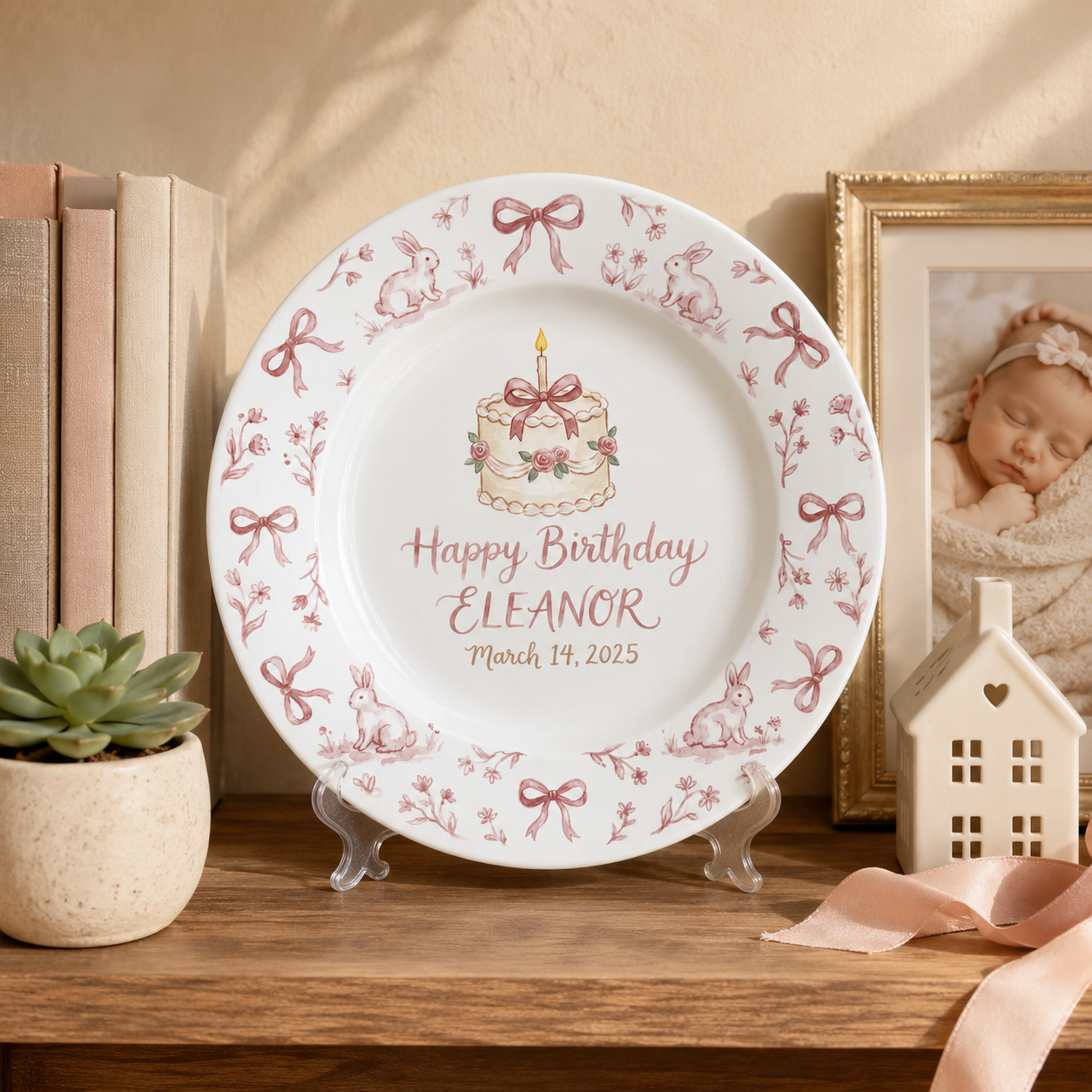 Personalized Hand-Painted Ceramic Birthday Plate - PN06