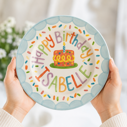 Personalized Hand-Painted Ceramic Birthday Plate - PN03