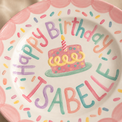 Personalized Hand-Painted Ceramic Birthday Plate - PN01