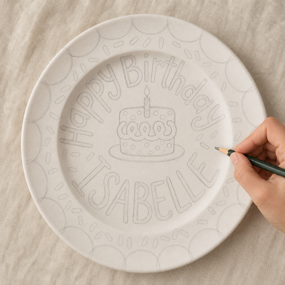 Personalized Hand-Painted Ceramic Birthday Plate - PN01