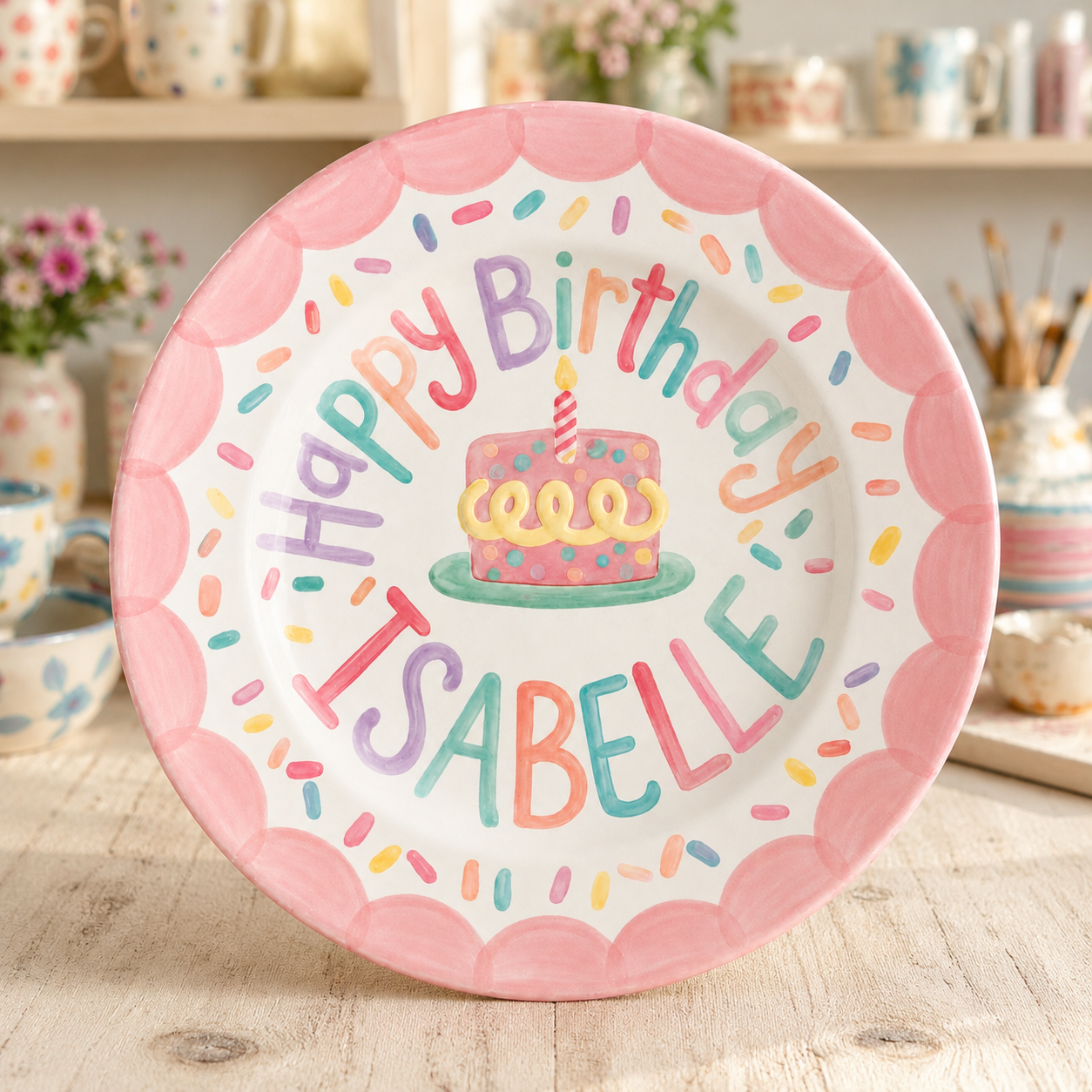 Personalized Hand-Painted Ceramic Birthday Plate - PN01