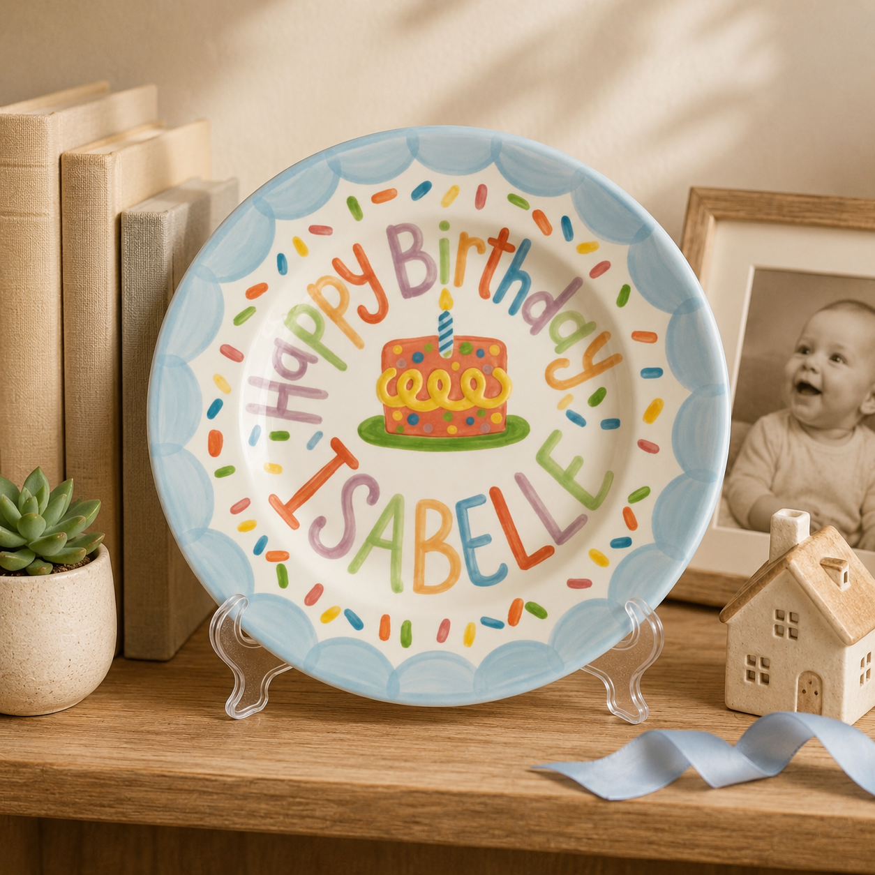 Personalized Hand-Painted Ceramic Birthday Plate - PN03