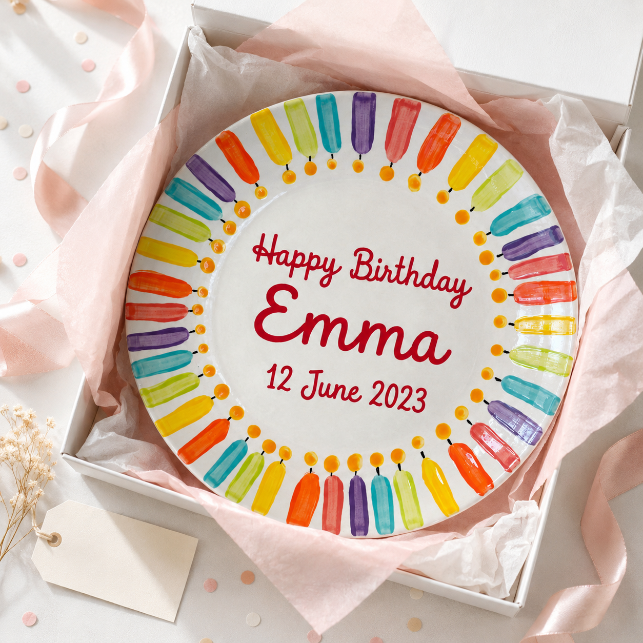 Personalized Hand-Painted Ceramic Birthday Plate - PN04