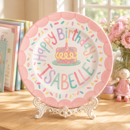 Personalized Hand-Painted Ceramic Birthday Plate - PN01