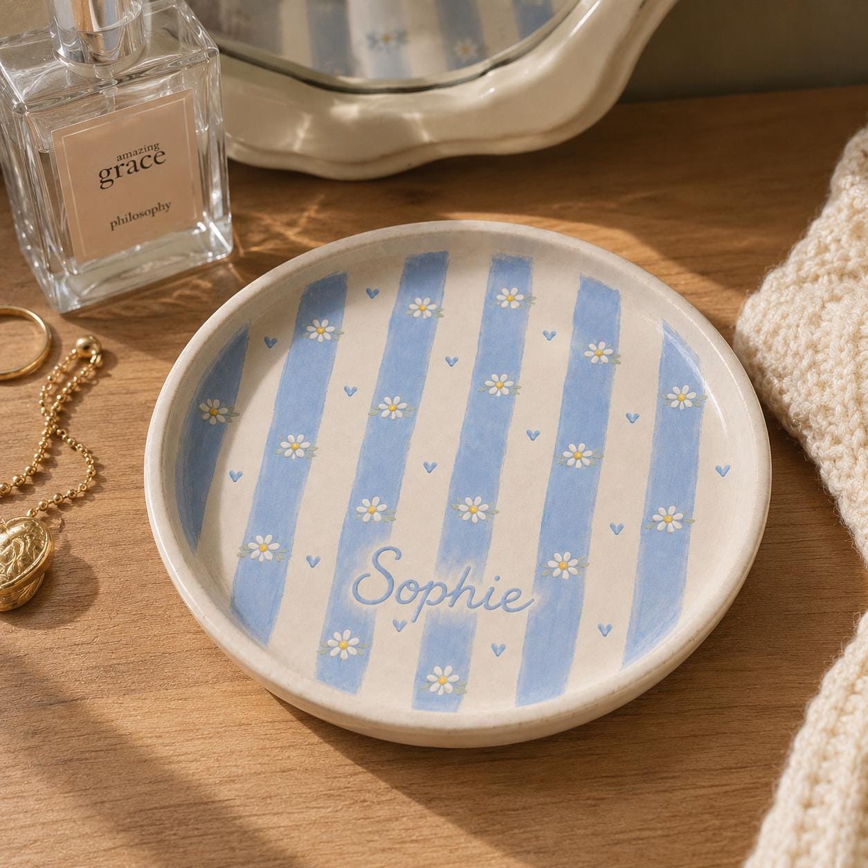 Personalized ceramic trinket dish TH03
