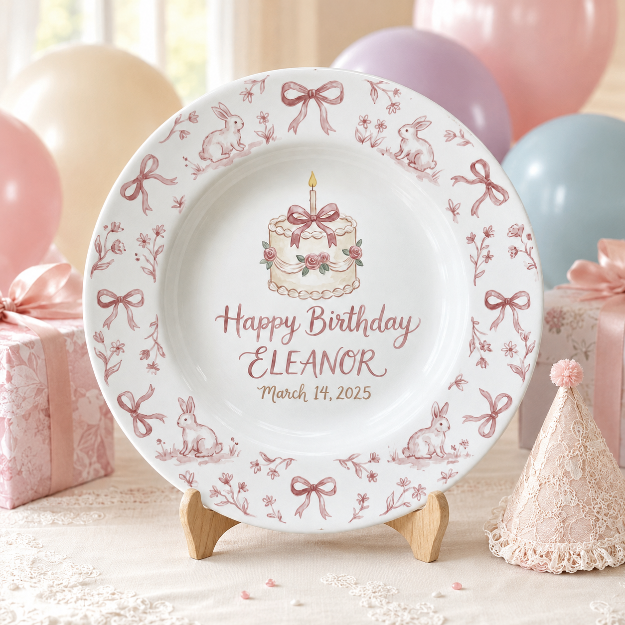 Personalized Hand-Painted Ceramic Birthday Plate - PN06