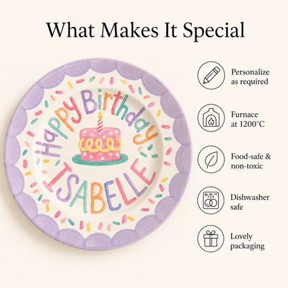 Personalized Hand-Painted Ceramic Birthday Plate - PN02