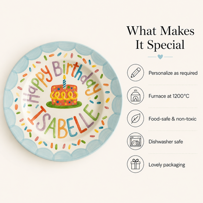 Personalized Hand-Painted Ceramic Birthday Plate - PN03