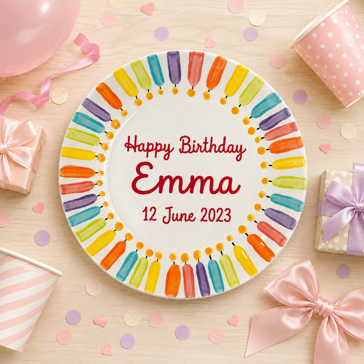 Personalized Hand-Painted Ceramic Birthday Plate - PN04
