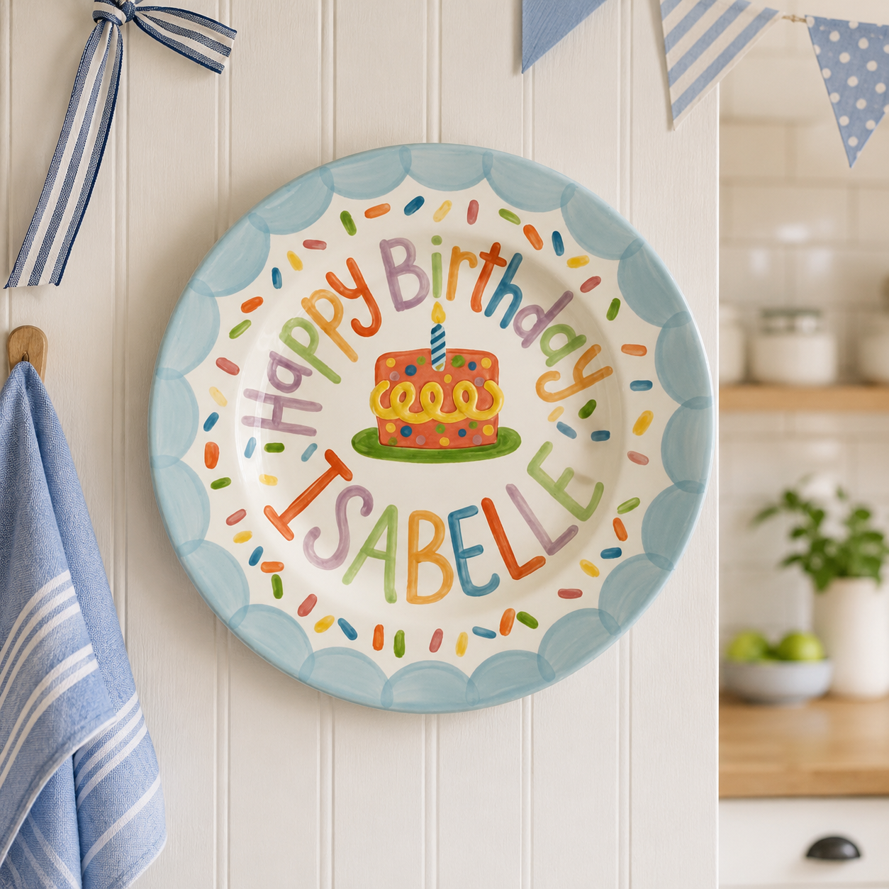 Personalized Hand-Painted Ceramic Birthday Plate - PN03