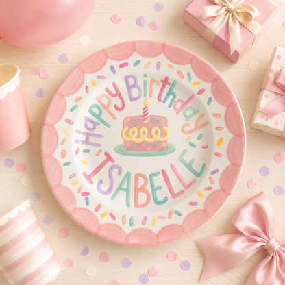Personalized Hand-Painted Ceramic Birthday Plate - PN01