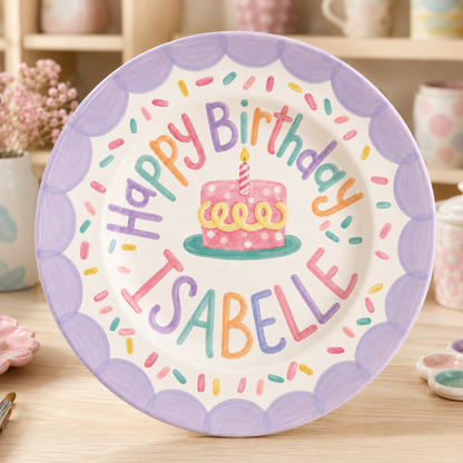 Personalized Hand-Painted Ceramic Birthday Plate - PN02