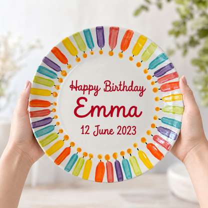 Personalized Hand-Painted Ceramic Birthday Plate - PN04