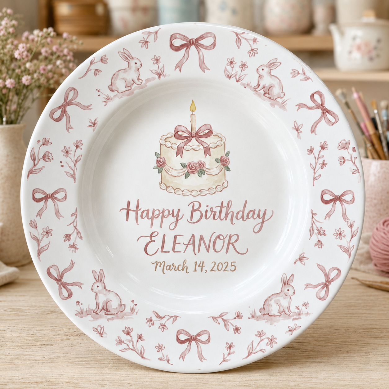 Personalized Hand-Painted Ceramic Birthday Plate - PN06