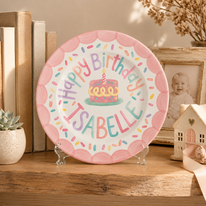 Personalized Hand-Painted Ceramic Birthday Plate - PN01
