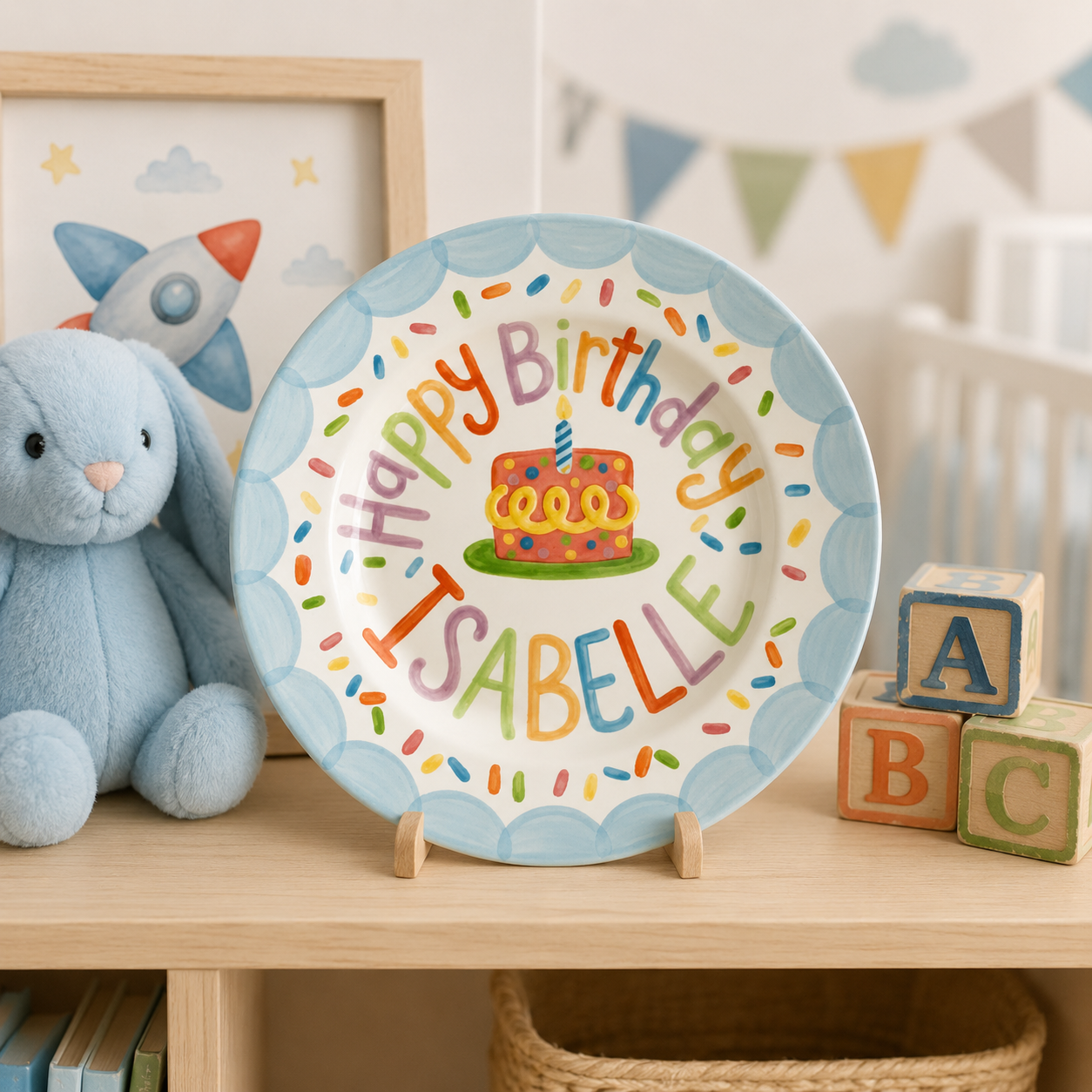 Personalized Hand-Painted Ceramic Birthday Plate - PN03