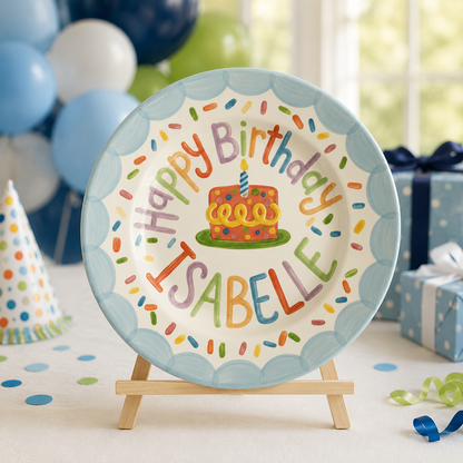 Personalized Hand-Painted Ceramic Birthday Plate - PN03