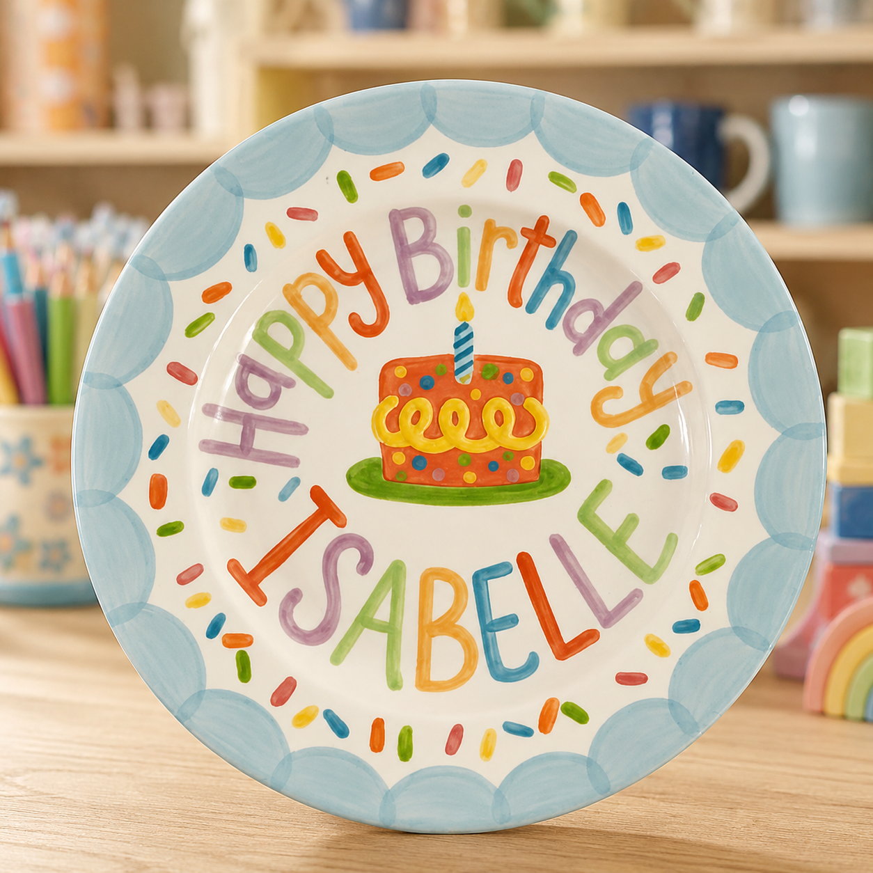 Personalized Hand-Painted Ceramic Birthday Plate - PN03